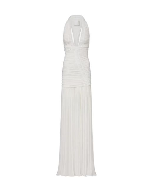 Christopher Esber White Bridal Orion Ruched Halterneck Gown