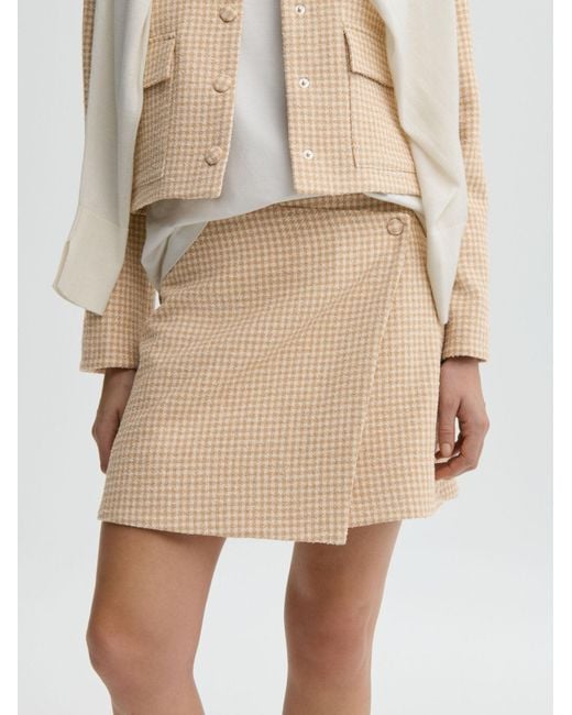 By Malene Birger Natural Esma Houndstooth Wrap Mini Skirt
