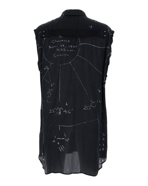Rick Owens Black Sleeveless Printed Shirt for men