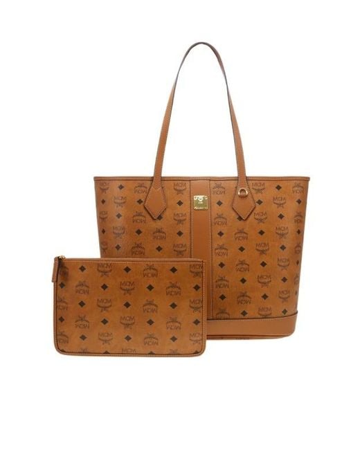 MCM Brown Logo-Pattern Tote Bag
