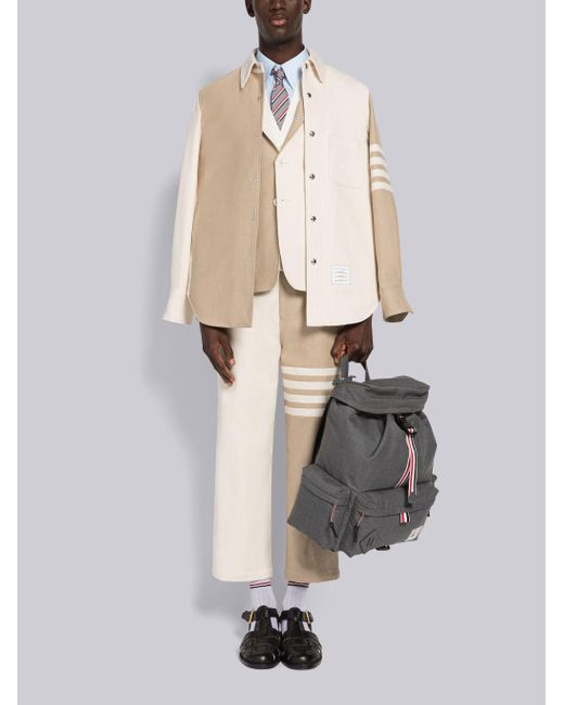 Thom Browne White Patchwork Buttoned Denim Shirt for men