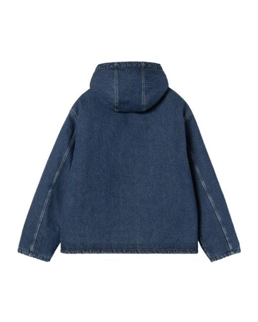 Carhartt Blue Cleveland Hooded Denim Jacket for men