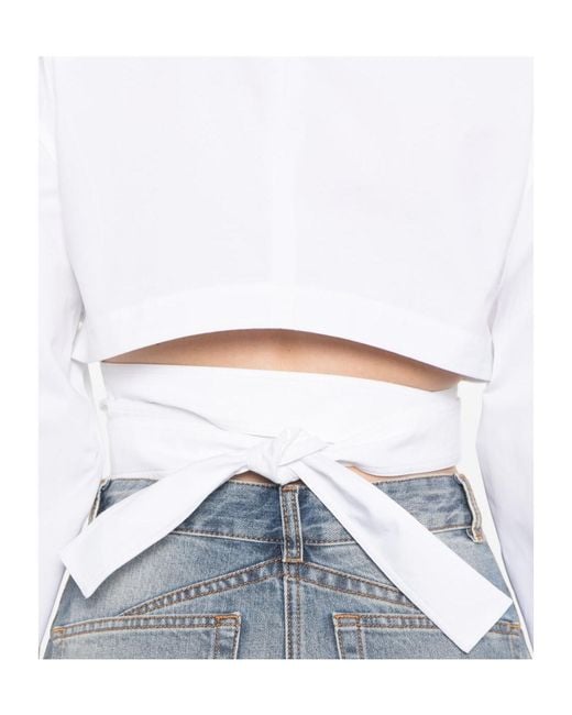 Alaïa White Alaïa Belted Cropped Top