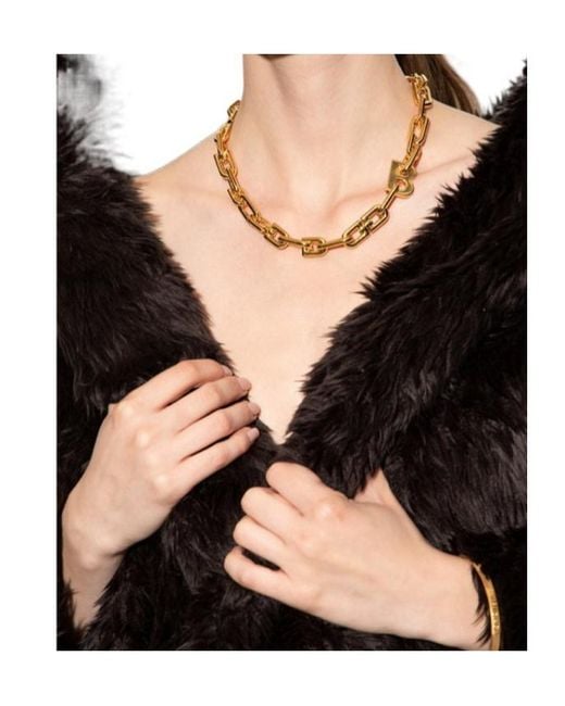 Balenciaga Metallic Chain-Link Logo Engraved Necklace for men