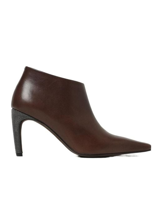 Brunello Cucinelli Brown Pointed Toe Ankle Boots
