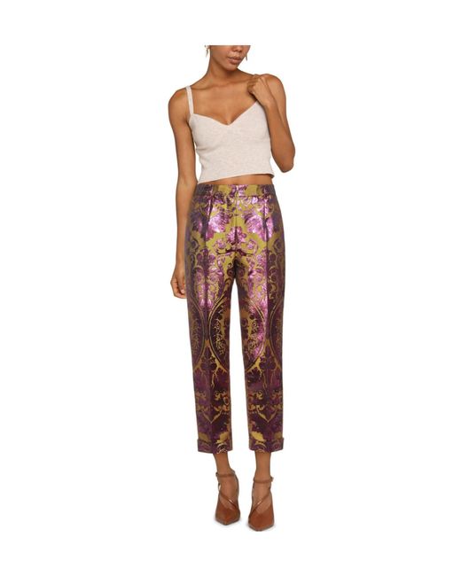 Dolce & Gabbana Red Printed Casual Trousers