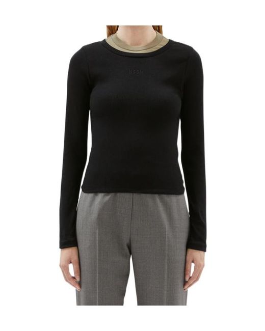 MSGM Black Embroidered-Logo Knitted Top