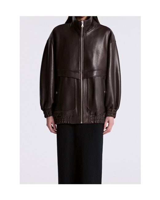 Nour Hammour Black Long-Sleeved Leather Jacket