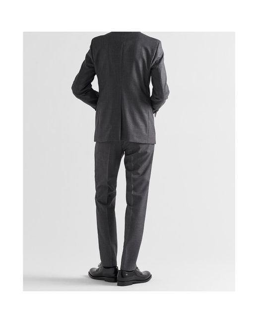Prada Gray Single-Breasted Wool Suit for men