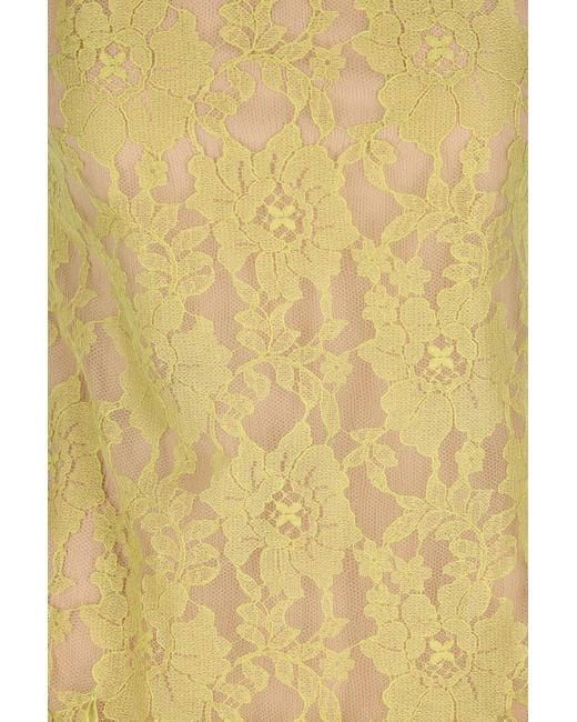 Valentino Yellow Lace Handkerchief-Hem Short-Sleeved Mini Dress
