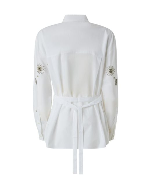 Pinko Gray Embellished Button-Up Shirt