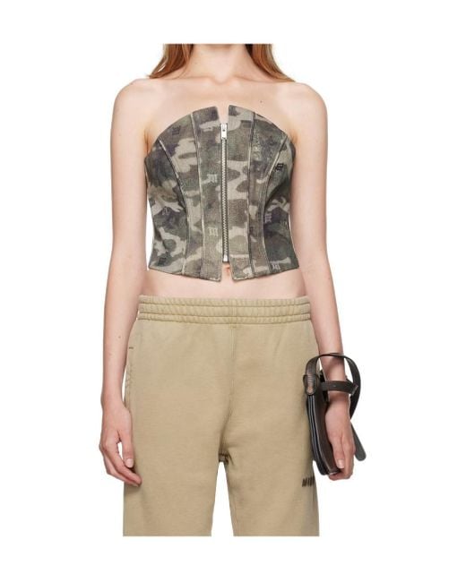M I S B H V Natural Camouflage Denim Bustier