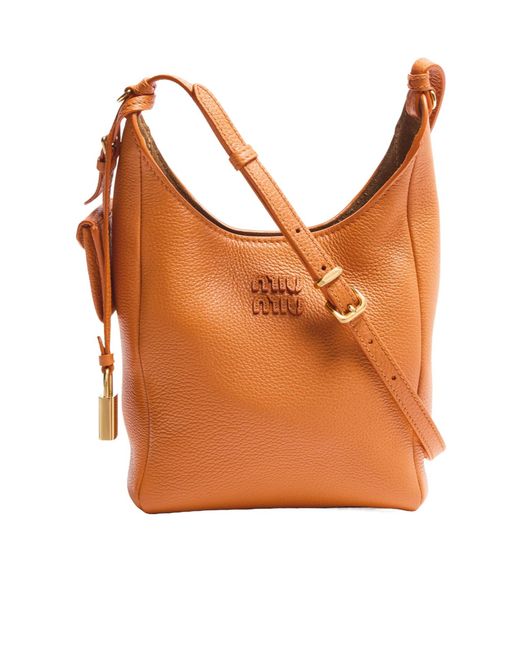 Miu Miu Orange Leather Shoulder Bag