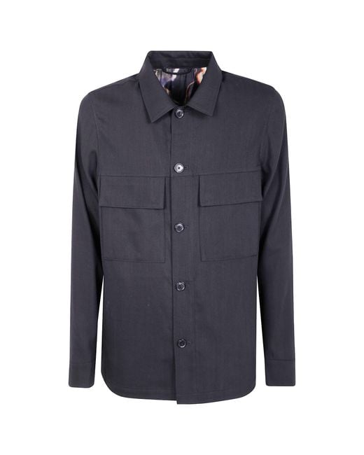 Paul Smith Blue Wool Shirt Jacket for men