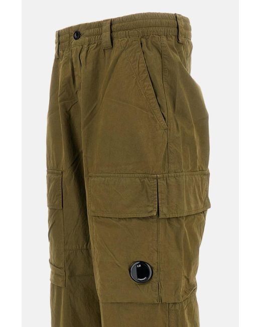 C P Company Green Multi-Pocket Cargo Straight-Leg Trousers for men
