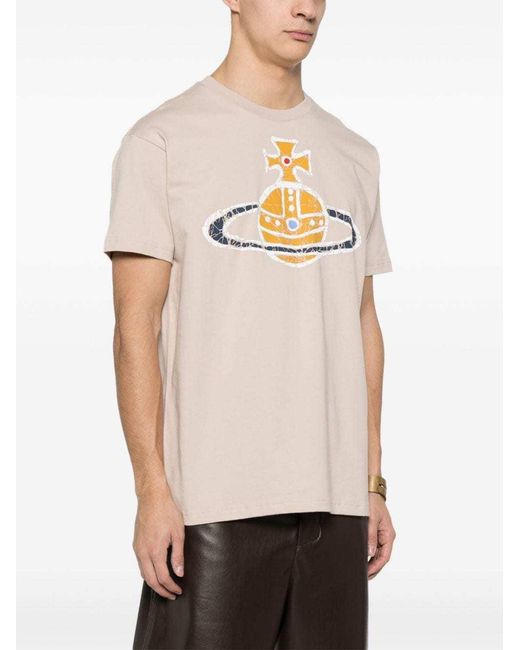 Vivienne Westwood White Orb Printed Crewneck T-Shirt for men