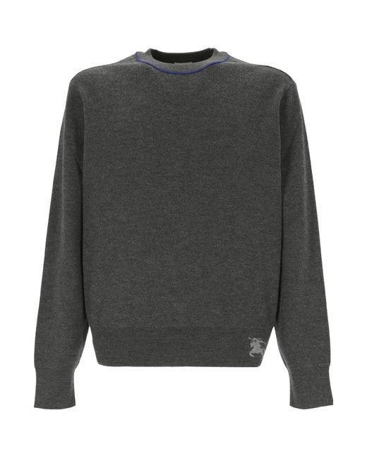 Burberry Gray Equestrian Knight Intarsia-Knit Crewneck Jumper for men