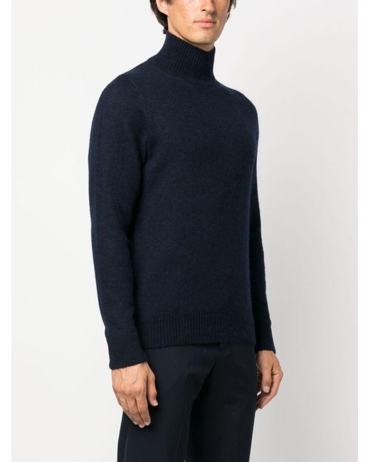 Lardini Blue Fine-Knit Roll-Neck Jumper for men