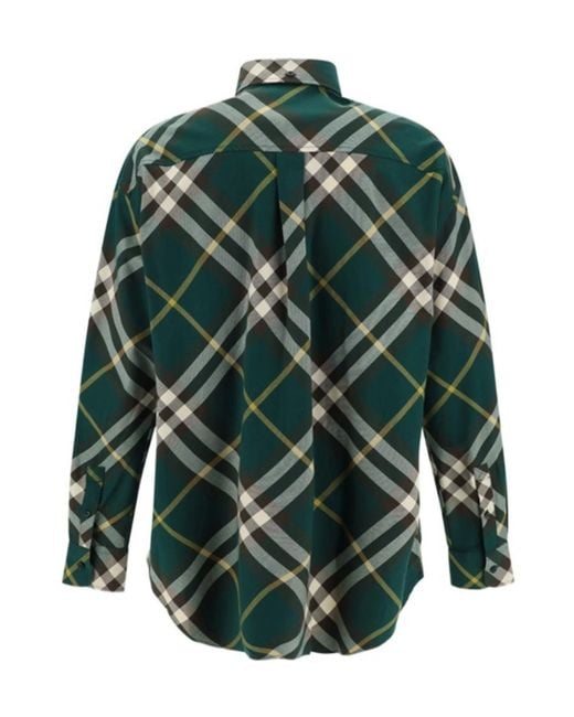 Burberry Green Checked Buttoned Shirt for men