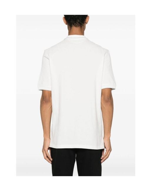 Brunello Cucinelli White Logo-Embroidered Short-Sleeved Polo Shirt for men