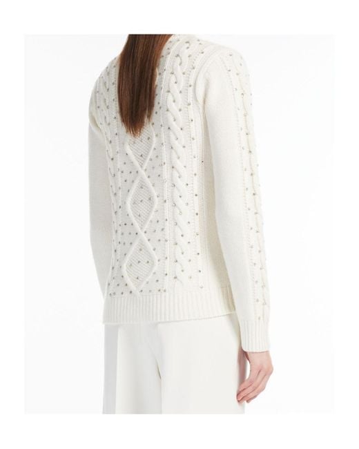 Max Mara White Embellished Crewneck Jumper