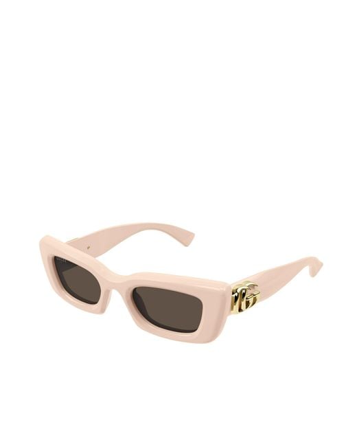 Gucci White Eyewear Rectangle-Frame Sunglasses