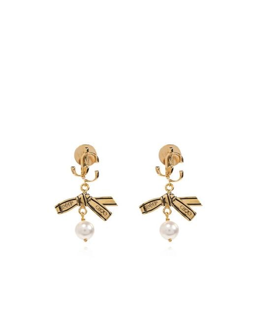 Jimmy Choo Metallic Bow Pendant Earrings
