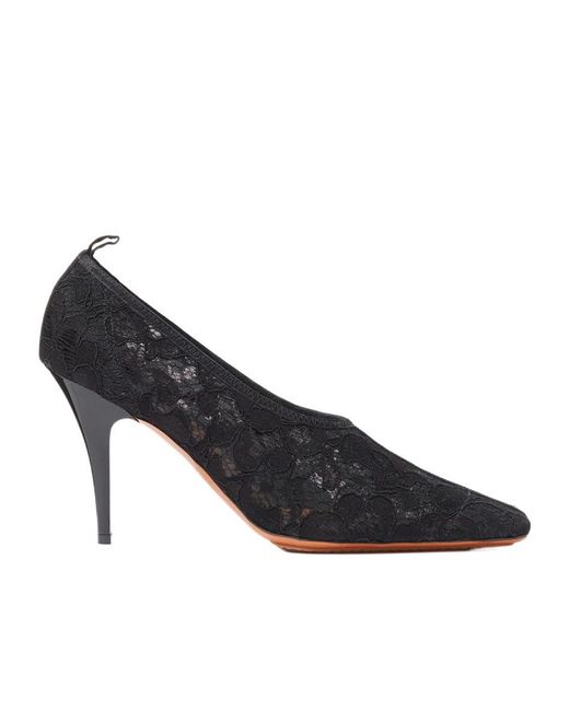 Stella McCartney Blue Square-Toe Lace Stiletto Pumps