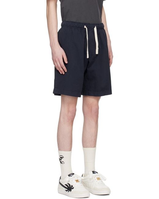 Palm Angels Blue Logo-Embroidered Drawstring Bermuda Shorts for men
