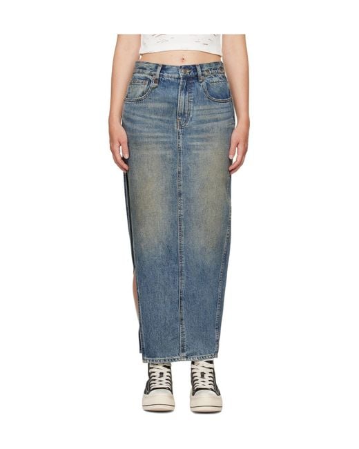 R13 Black Devon Side Slit Denim Skirt