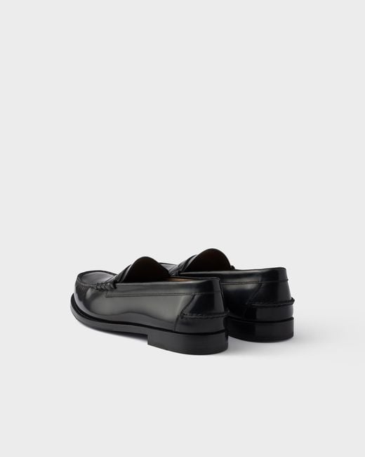 Prada Black Logo-Embossed Loafers for men