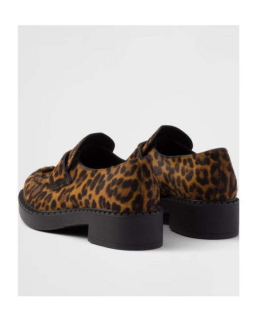 Prada Brown Chocolate Printed Leather Loafers