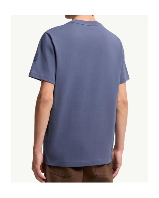 Moncler Blue Logo Cotton T-Shirt for men