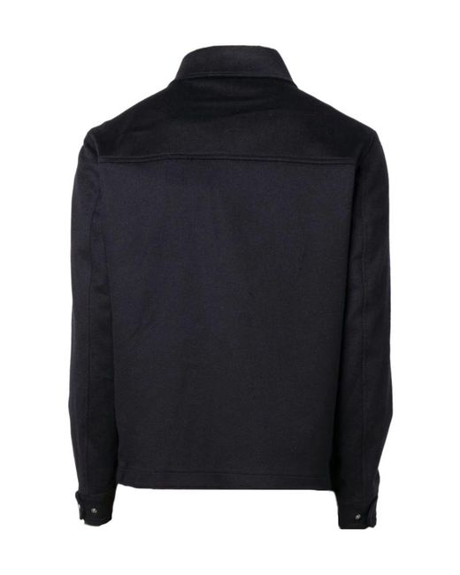 Herno Blue Buttoned Shirt Jacket for men
