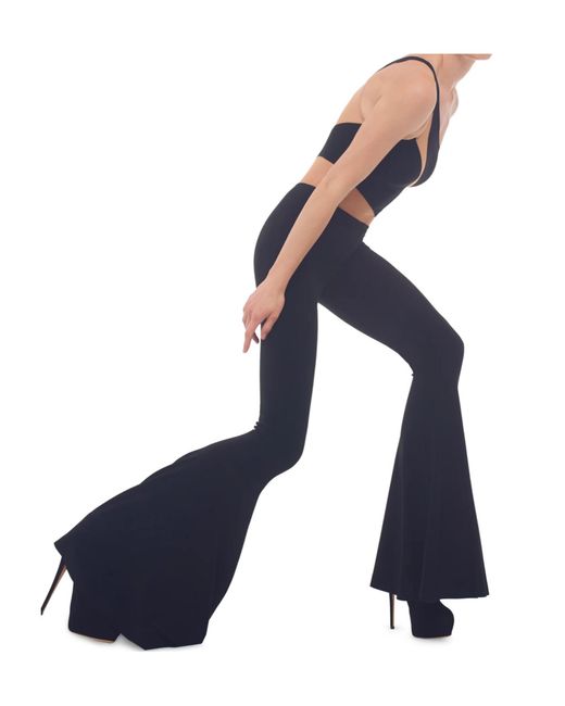 Norma Kamali Blue One-Shoulder Flared-Leg Jumpsuit