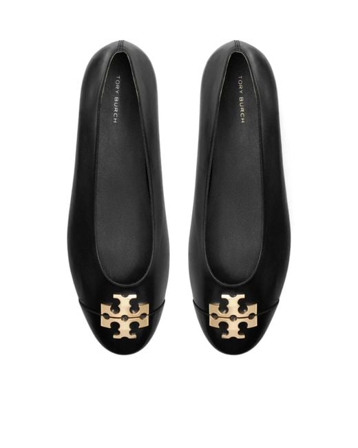 Tory Burch Black Charlie Logo Ballet Flats