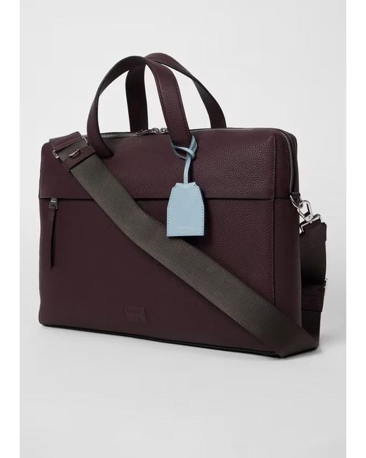 Paul Smith Brown Logo Patch Zipped Briefcase for men