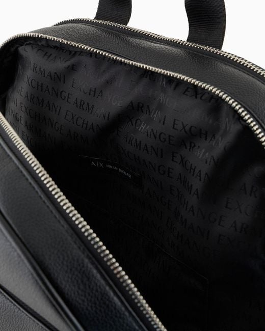 ARMANI EXCHANGE Black Logo-Plaque Backpack for men
