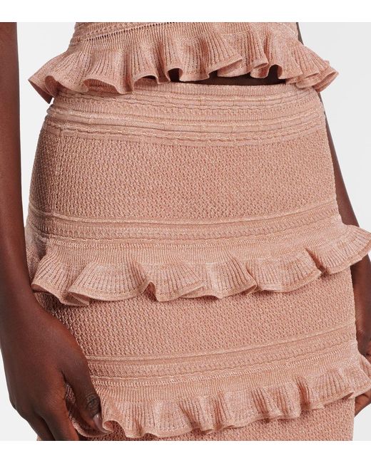 Zimmermann Pink Rebellion Ruffle Midi Skirt
