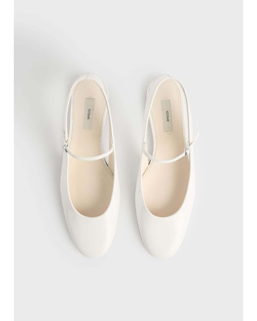 Totême White Totême Buckle Fastened Slingback Flats