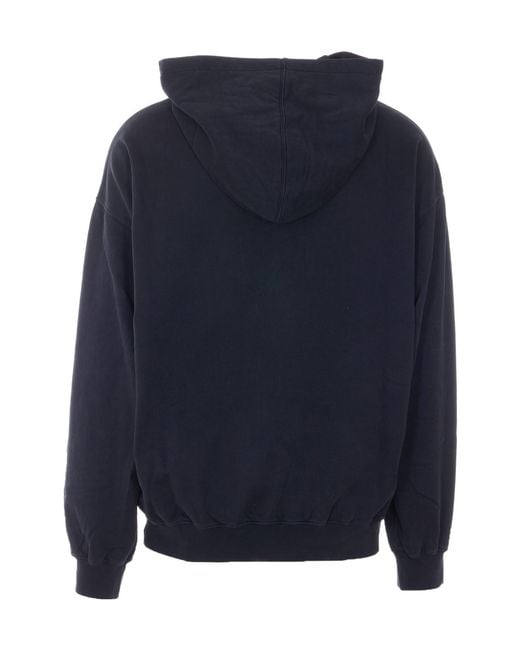 Ann Demeulemeester Blue Printed Hooded Sweatshirt for men