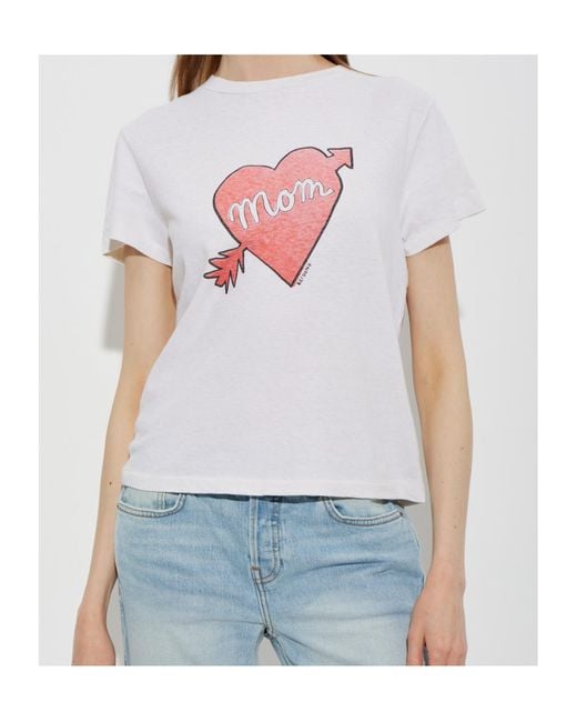 Re/done White Heart-Print T-Shirt