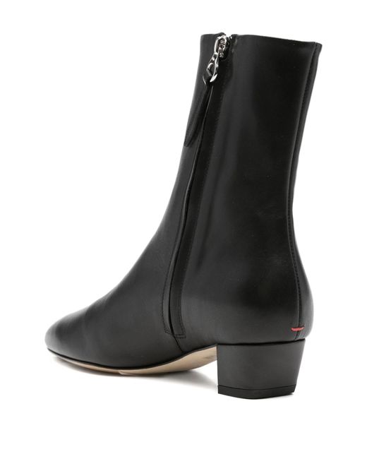 Aeyde Black Leather Pointed-Toe Ankle Boots