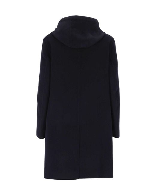 Lardini Blue Single-Breasted Hooded Coat for men
