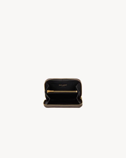 Saint Laurent Gray Cassandre Matelassé Coin Card Wallet
