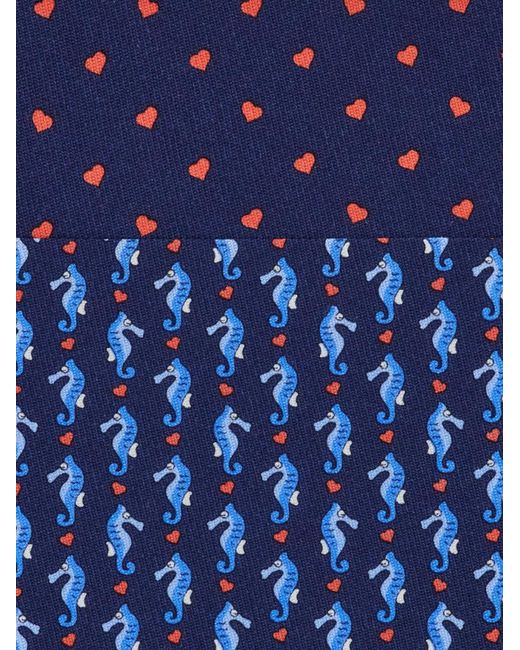 Ferragamo Blue Ferragamo Seahorse Print Tie for men