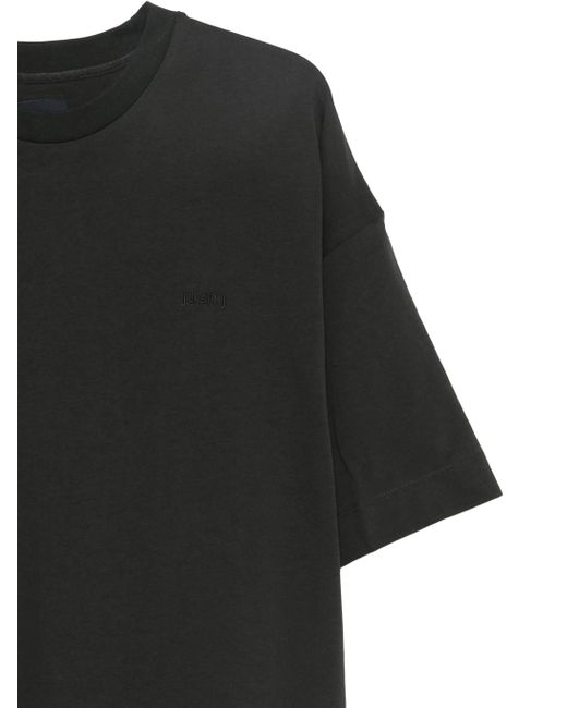 Juun.J Black Logo-Embroidered T-Shirt for men