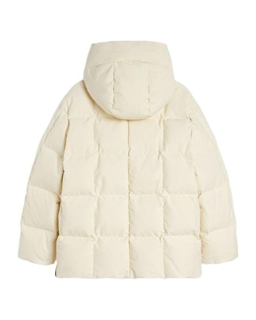 Jil Sander Natural Zip-Up Hooded Down Coat