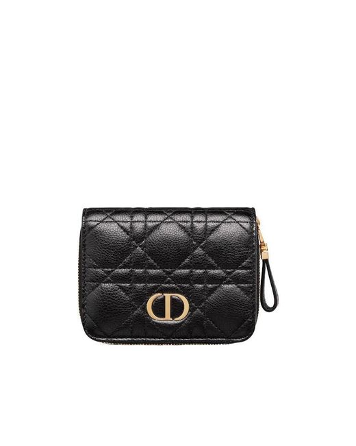 Dior Black Caro Compact Zipped Wallet