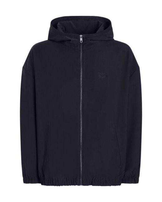 Dolce & Gabbana Blue Zip-Up Hooded Jacket for men